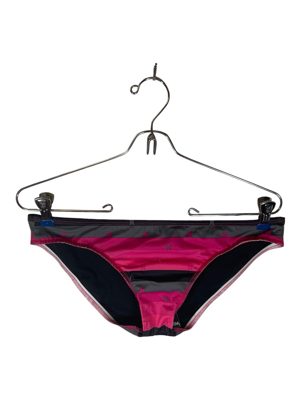Hurley Pink and Charcoal Grey Striped Swim Bottoms Low Rise